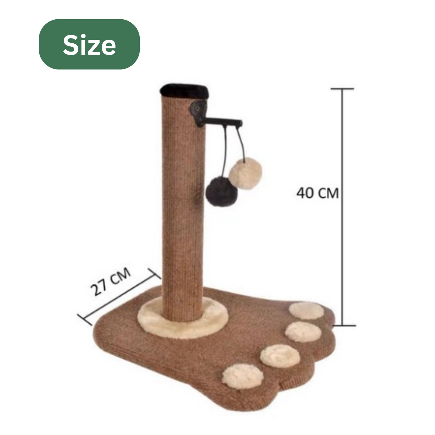 Scratcher Post - Brown Paw (41cm)
