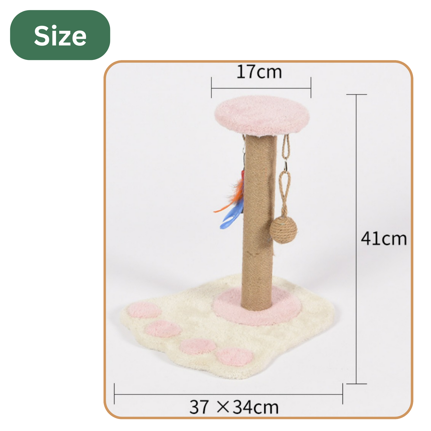 Scratcher Post - Pink Paw (41cm)