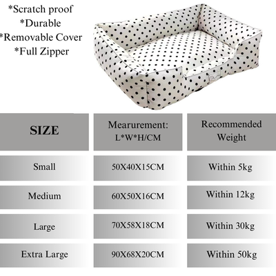 Scratch Proof Pet Bed (White Dot)