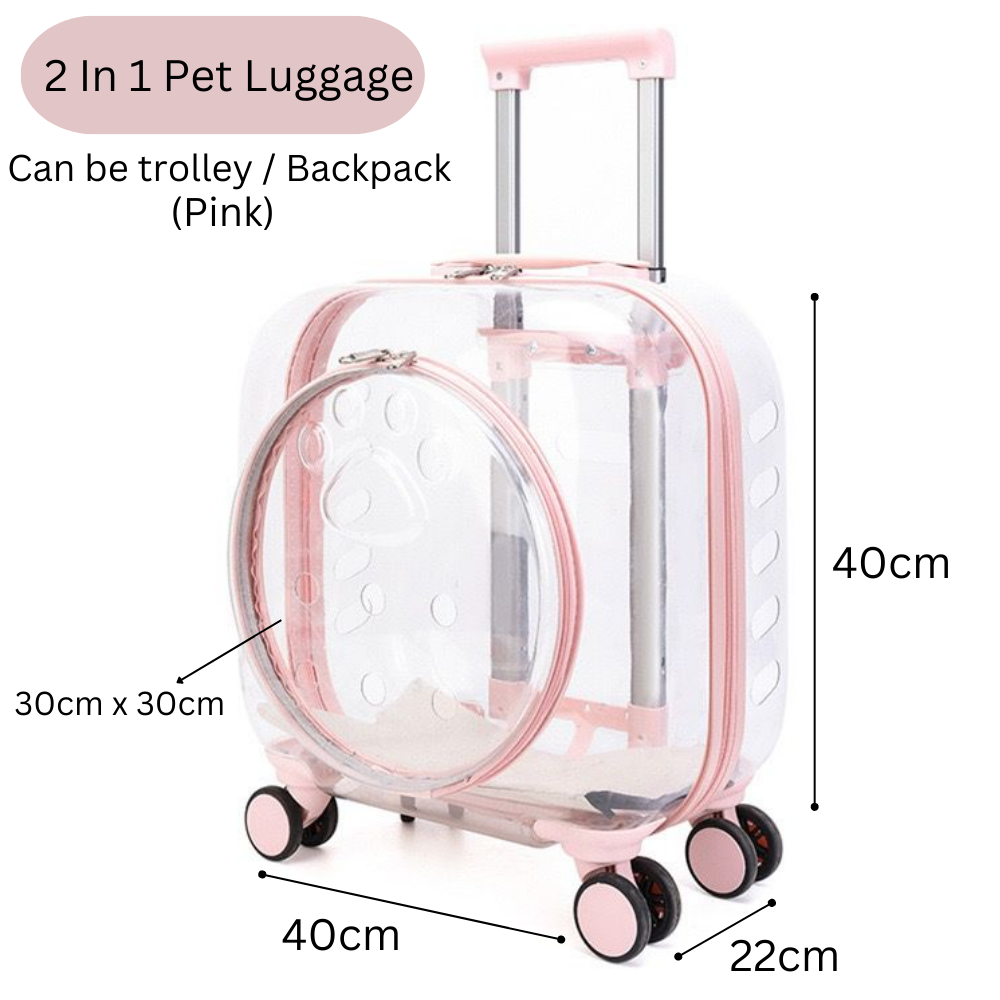 Transparent Pet Luggage and Backpack Trolley Carrier - Square (40cm)