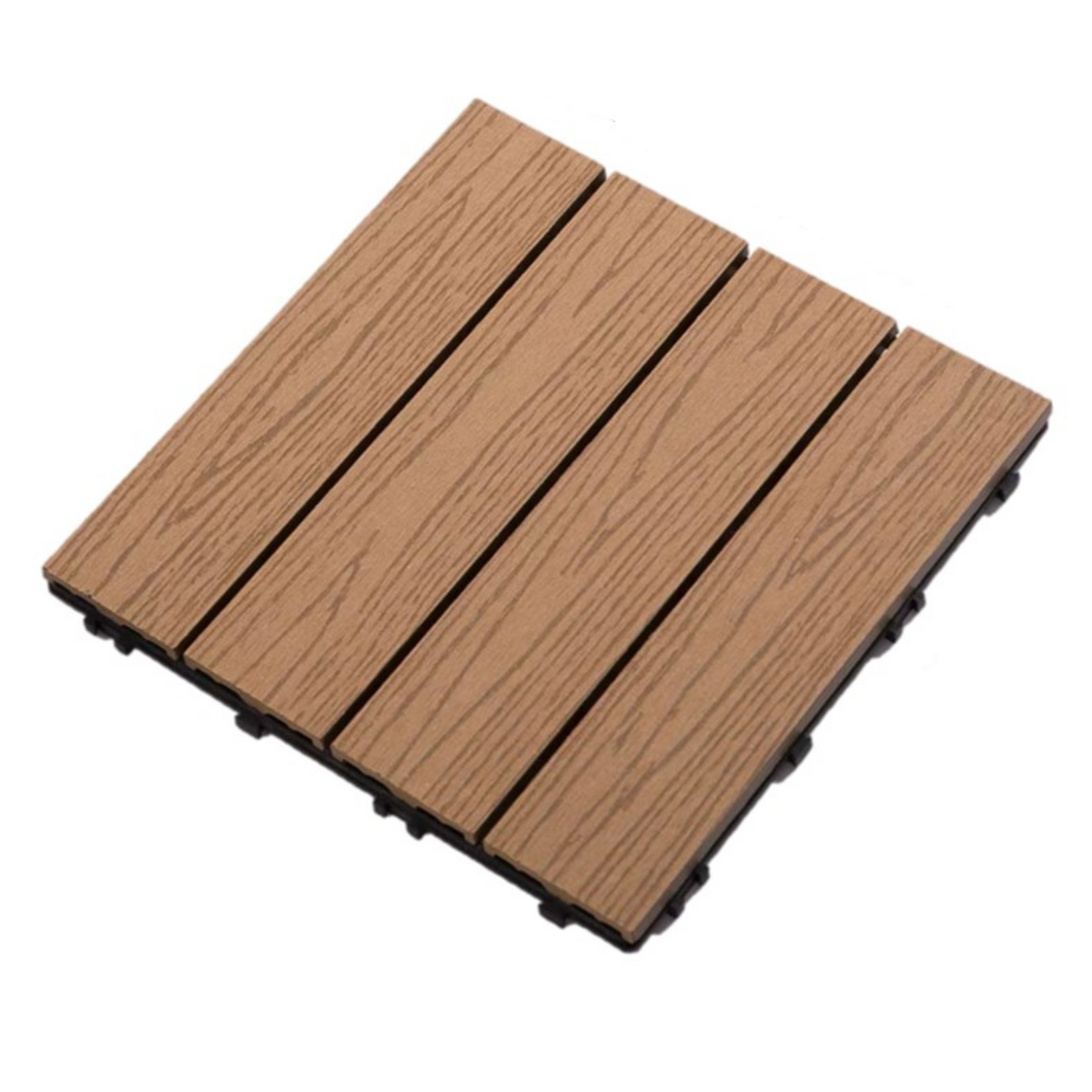 Wooden Plastic Interlocking Decking Tiles (Design 1 Brown)