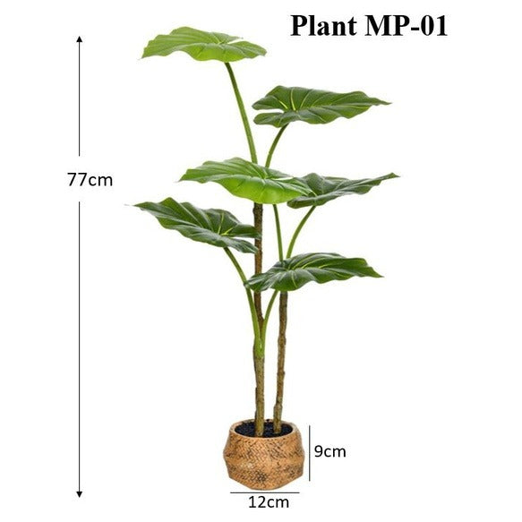 Artificial Medium Taro Plant - Light Stone pot (77cm)