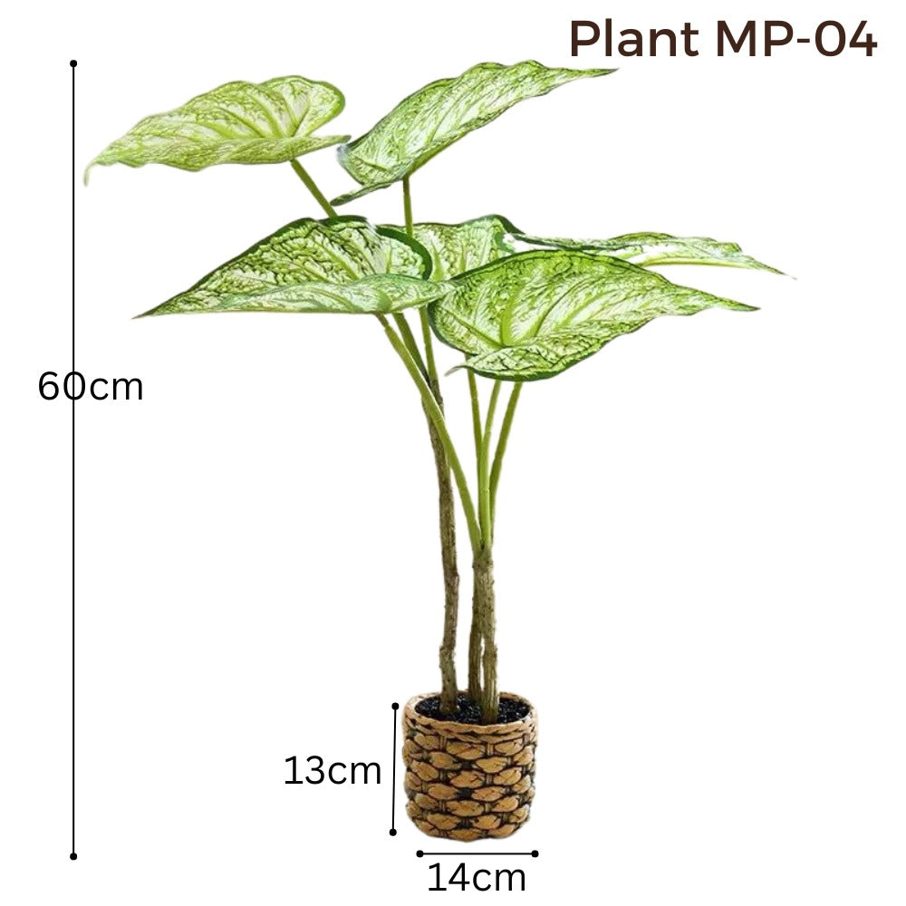 Artificial Medium Arrowhead Plant - Patterned Pot (60cm)