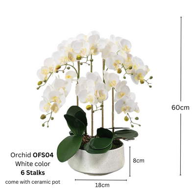 Artificial Pink Orchid in Ceramic Pot