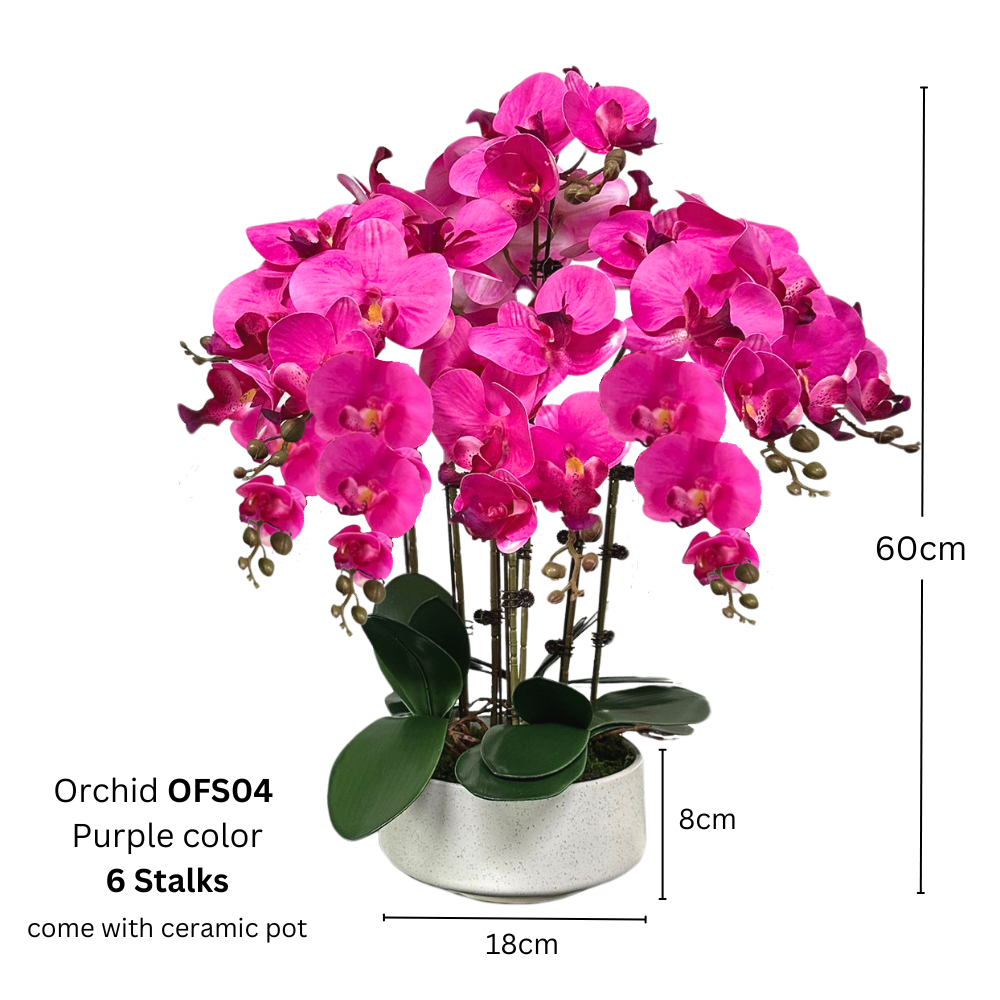 Artificial Pink Orchid in Ceramic Pot