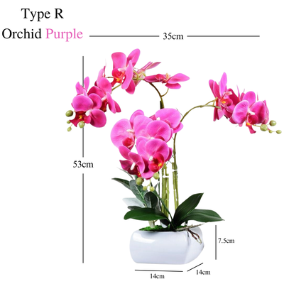 Artificial Purple Orchid in Ceramic Square Pot (53cm)