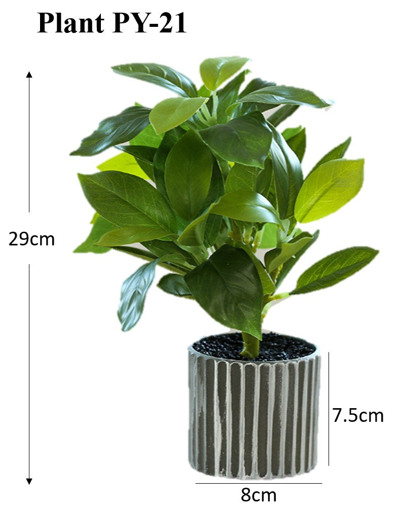 Artificial Small Potted Plant - Striped Pot (29 cm)