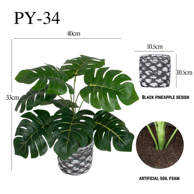 Artificial Monstera Table Plant- Pulp Pot (33cm)