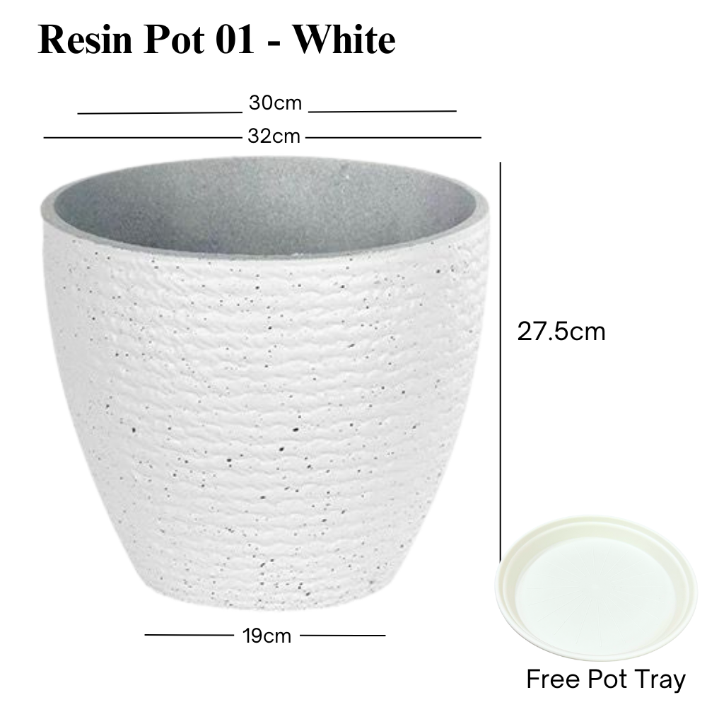 Round Thick Resin Pot (White)