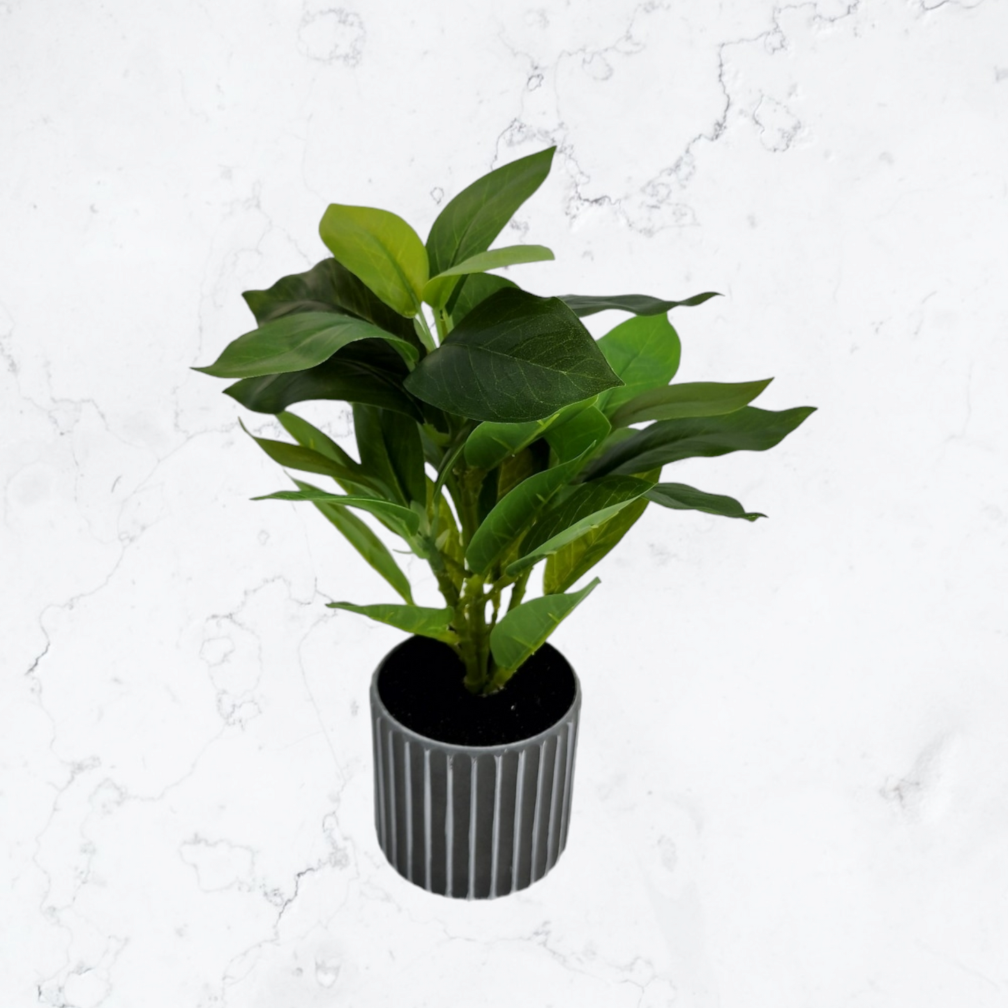 Artificial Small Potted Plant - Striped Pot (29 cm)