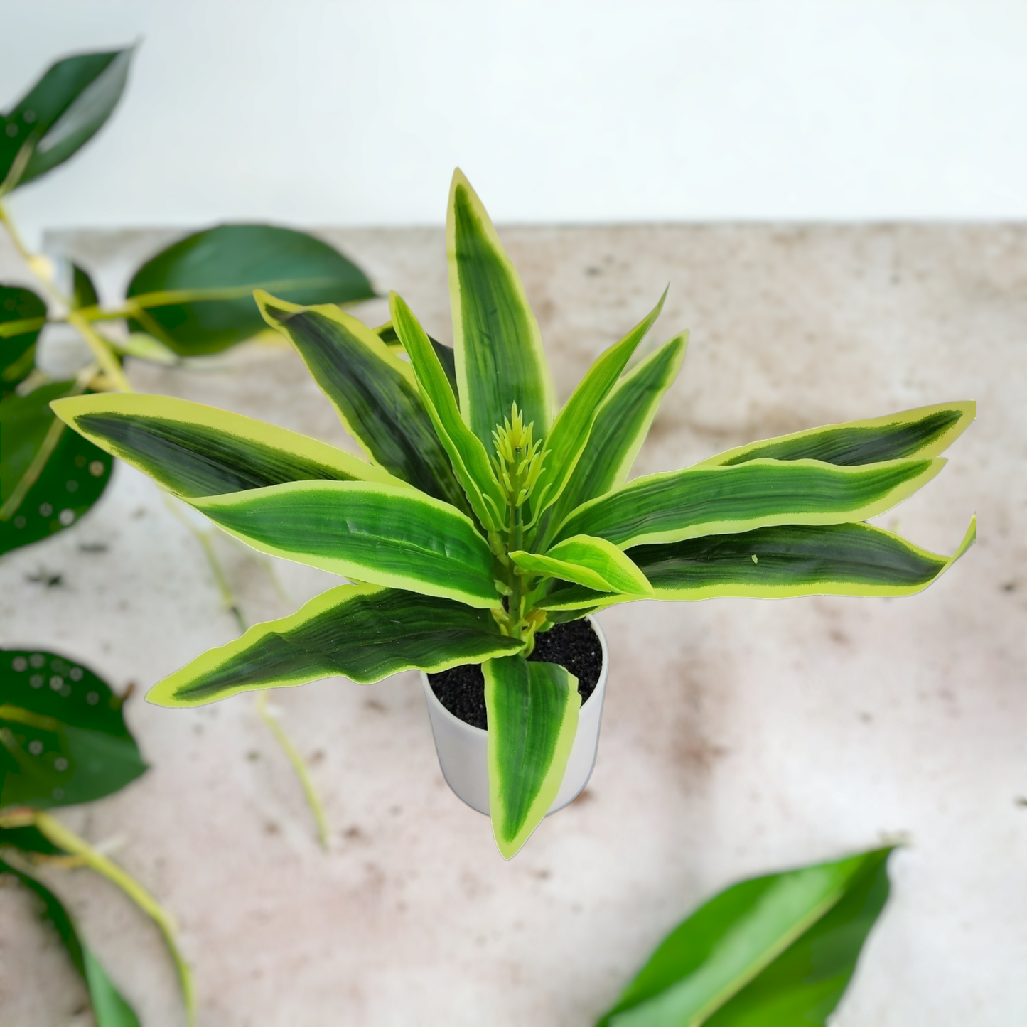 Artificial Small Potted Plant - White Pot (27 cm)