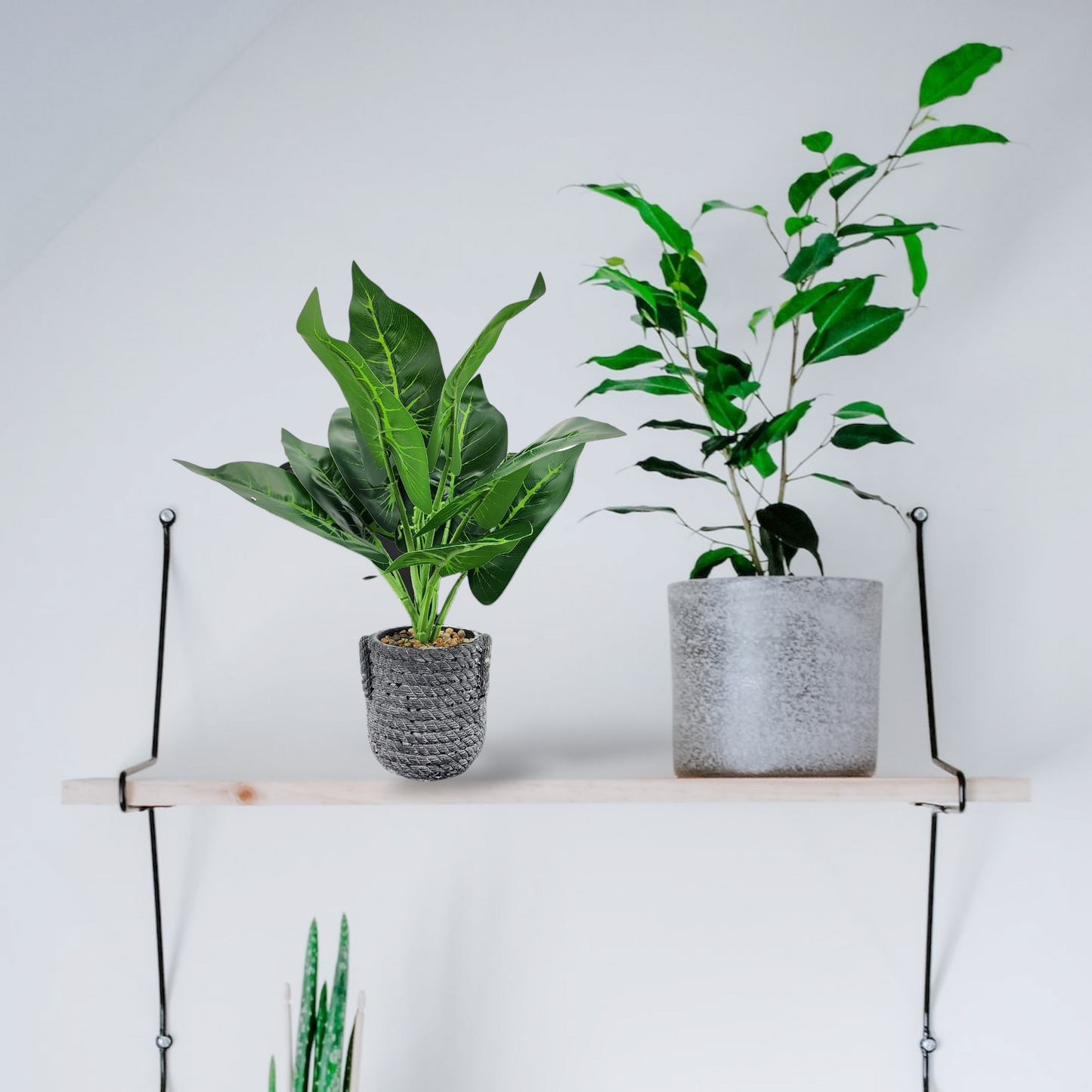 Artificial Small Potted Plant - Light Cement Pot (37cm)