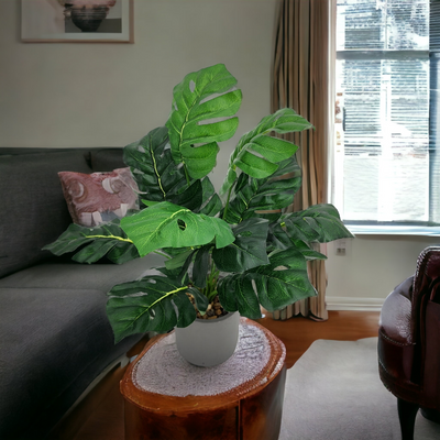 Artificial Small Monstera Potted Plant - Cement pot (45 cm)
