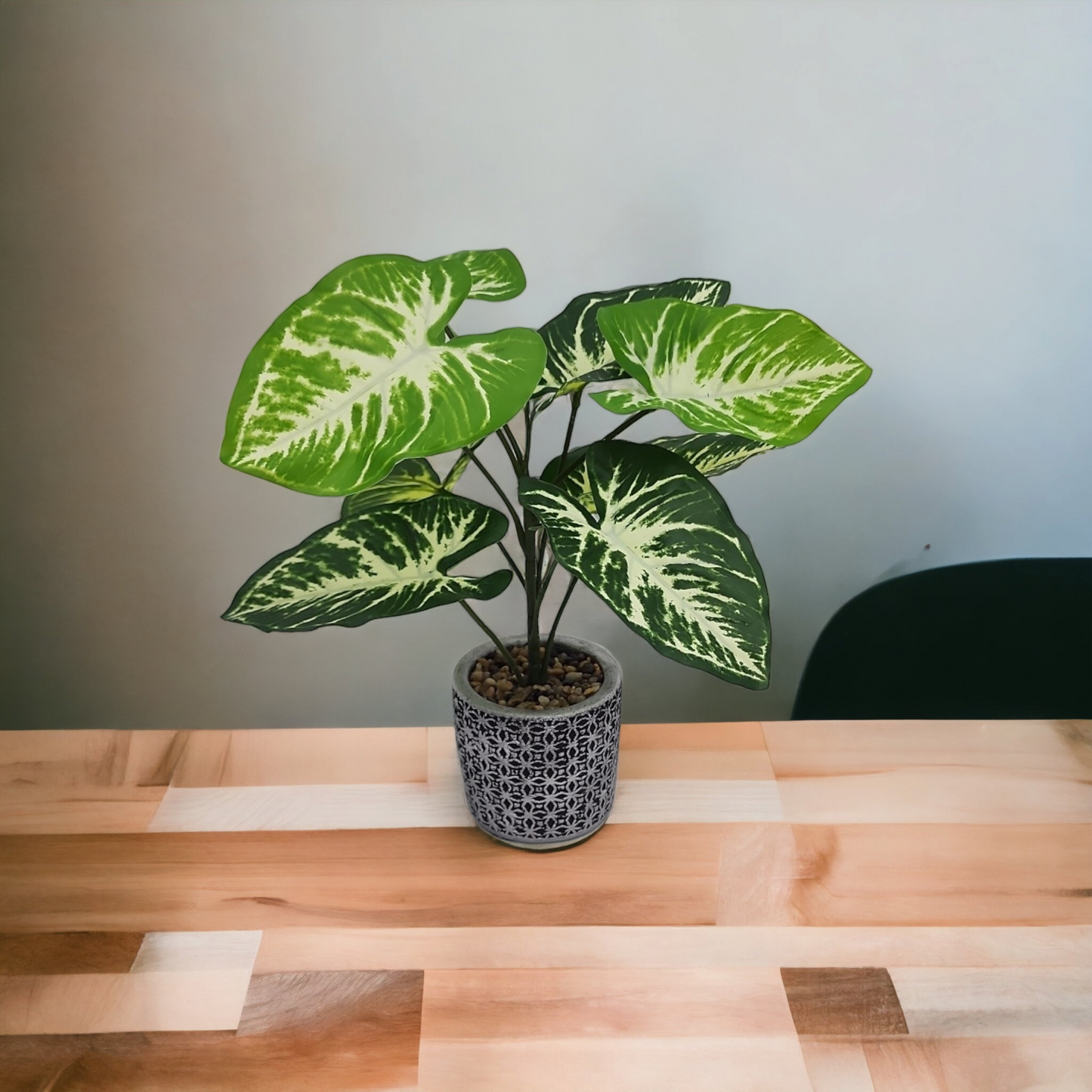 Artificial Small Potted Plant - Patterned Pot (43 cm)