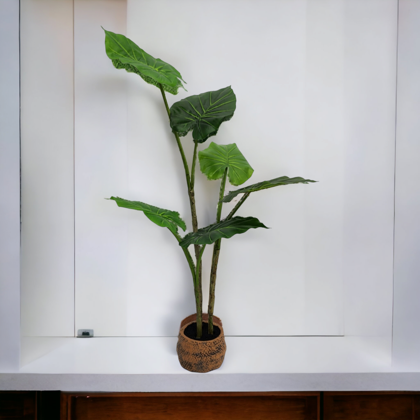 Artificial Medium Taro Plant - Light Stone pot (77cm)