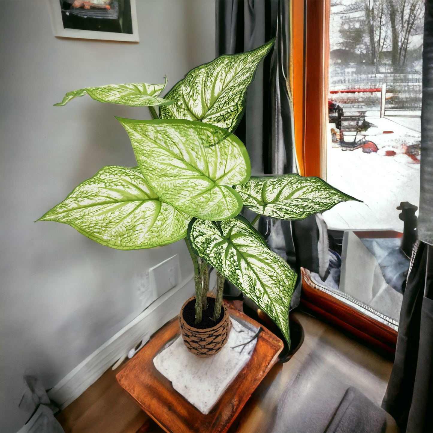 Artificial Medium Arrowhead Plant - Patterned Pot (60cm)