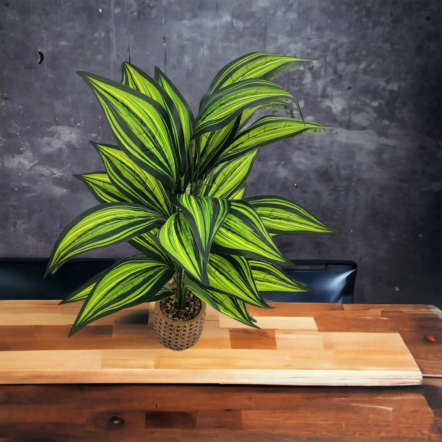 Artificial Medium Dracaena Plant - Light Stone Pot (60cm)