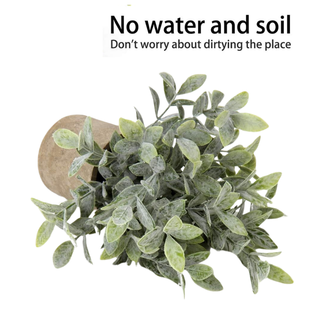 Artificial Small Leave Tea with Forst Table Plant in Pulp Pot