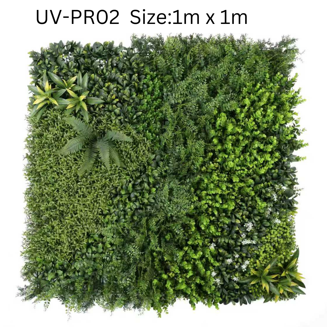 UV-Resistant Artificial Plant Wall – 1m × 1m Sunproof Green Wall Panel for Indoor & Outdoor Decoration