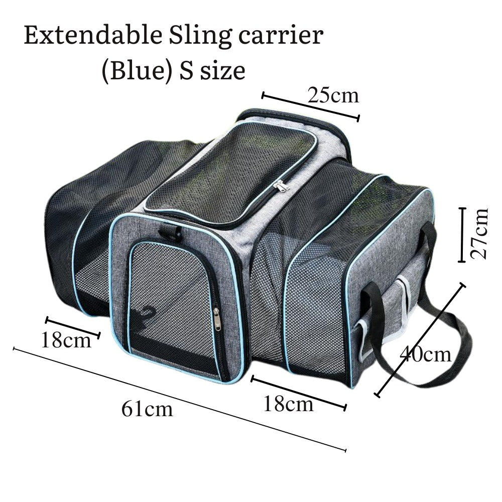 Extendable Mesh Shoulder Pet Carrier Bag - Blue