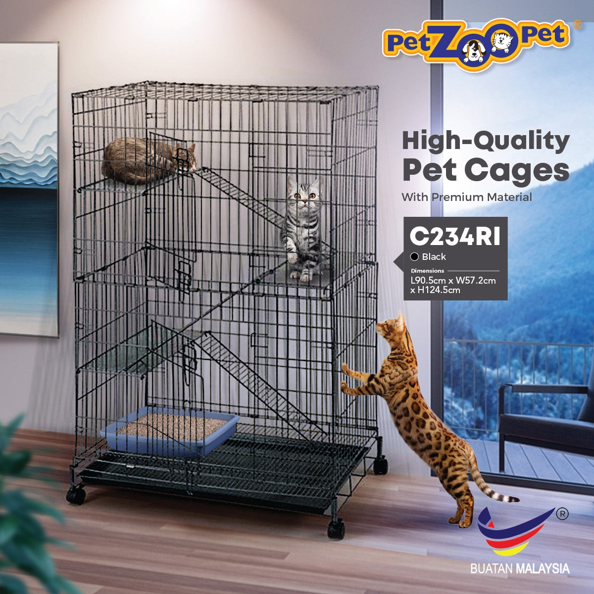 Foldable Cat Cage C234RI