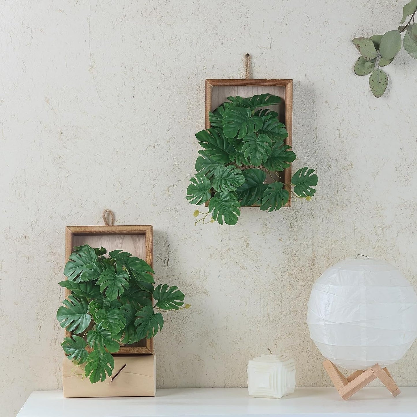 Artificial Yellow Rose Hanging Wooden Frame
