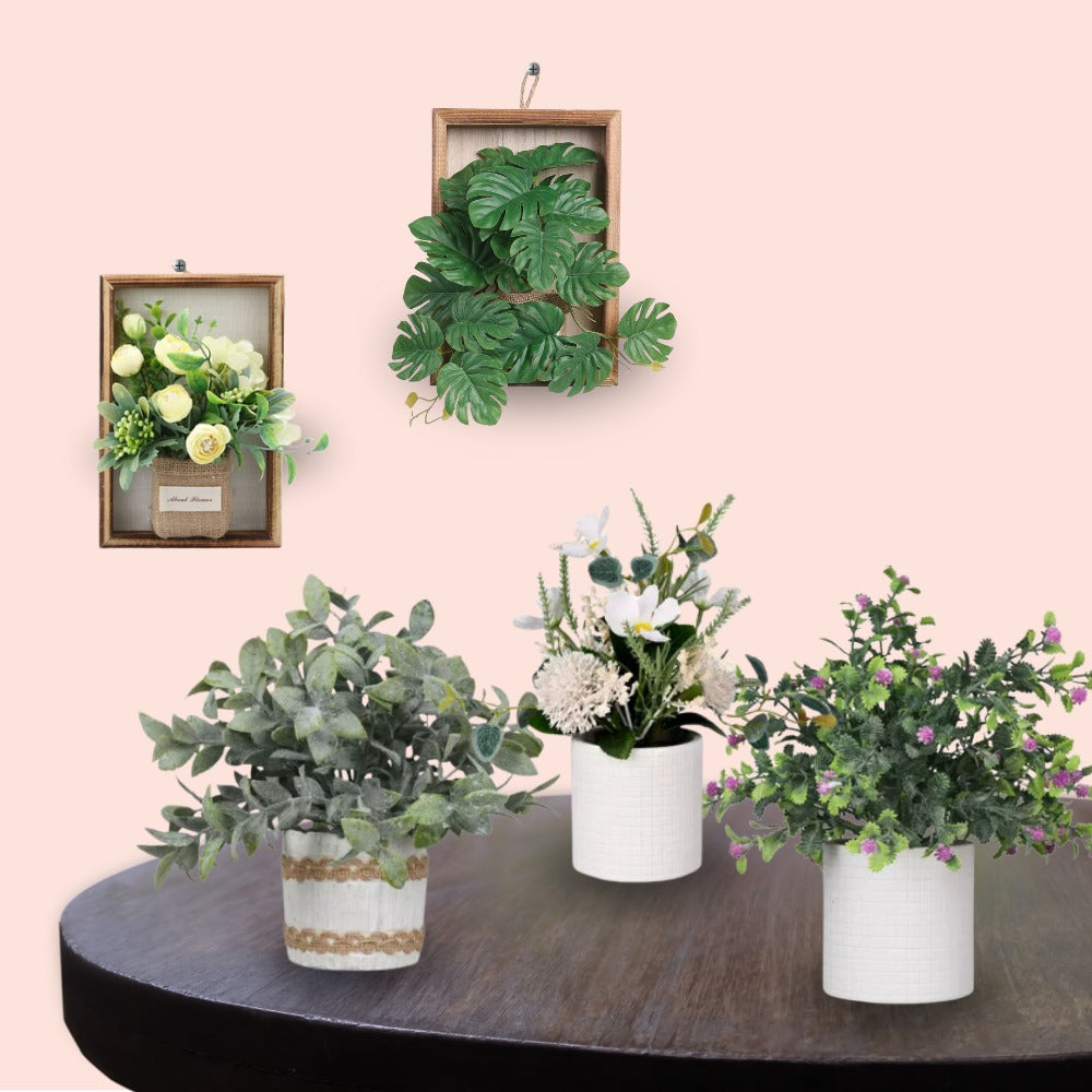 Artificial Yellow Rose Hanging Wooden Frame