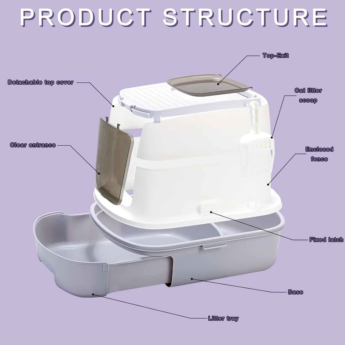 Enclosed Litter Box Top & Front Entrance