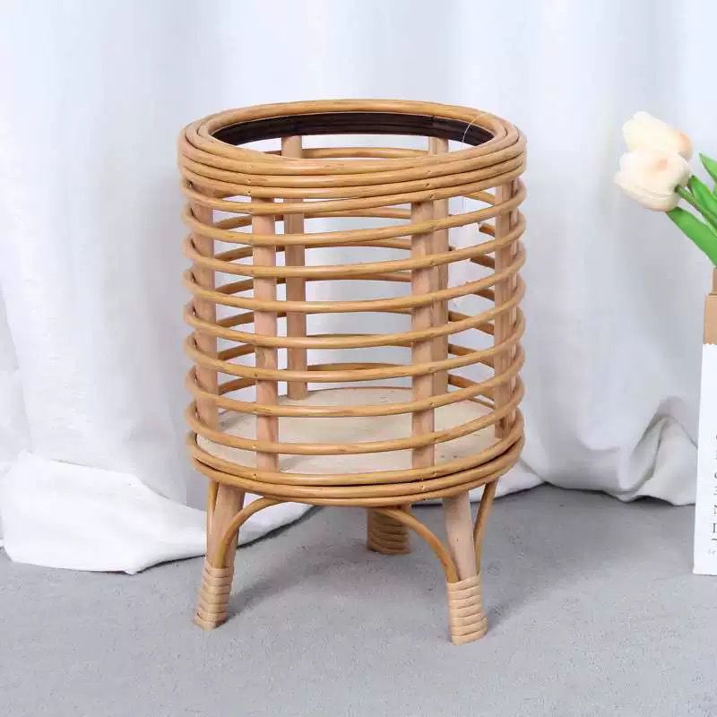 Mid-Century Rattan Planter Stand