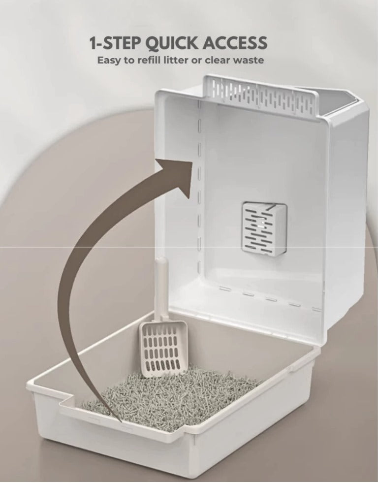 Ice Cube Design Enclosed Litter Box Coffee