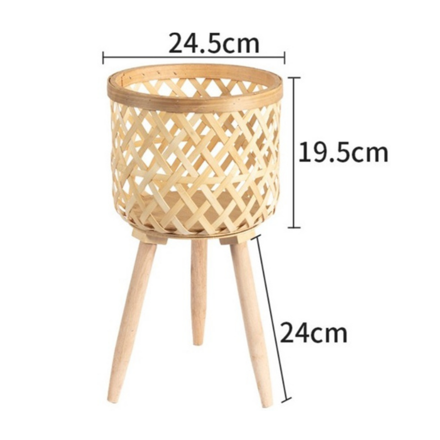 Three Legged Weave Bamboo Basket