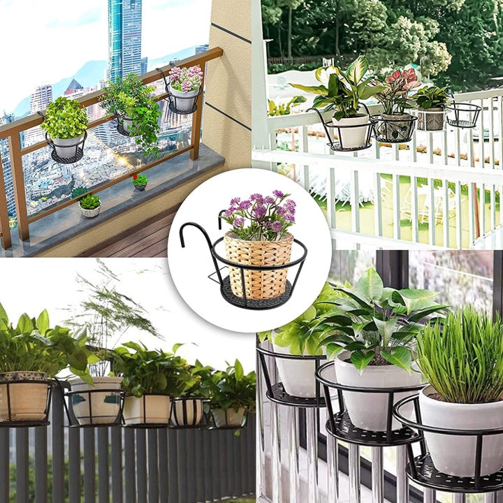 Round Coated Metal Hanging Basket (Black)