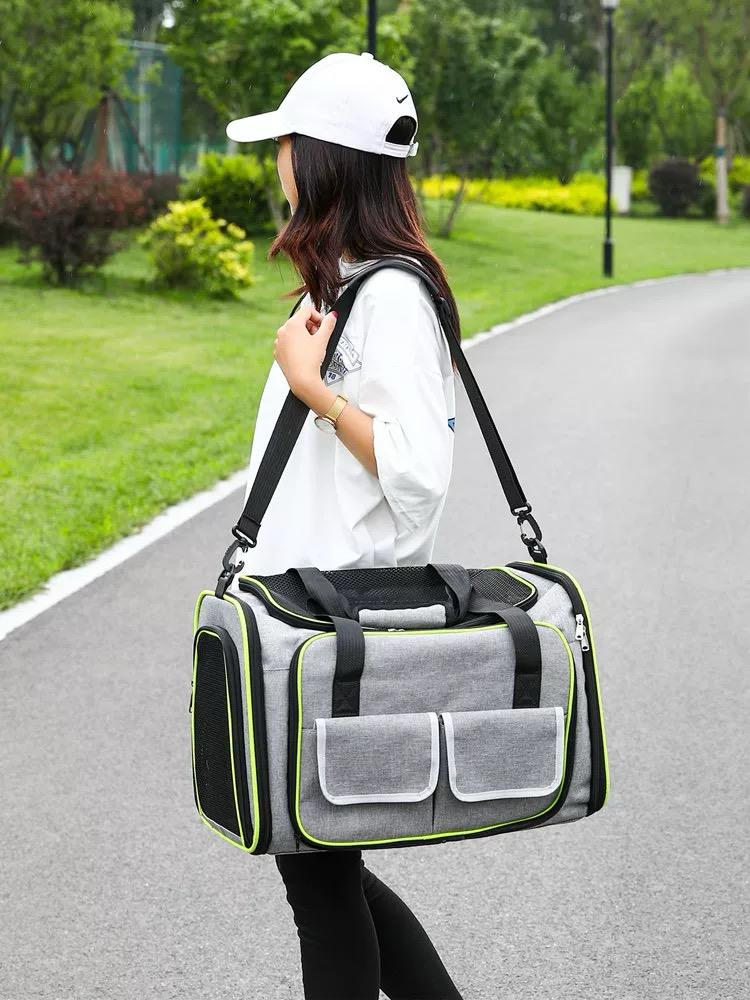 Extendable Mesh Shoulder Pet Carrier Bag - Green