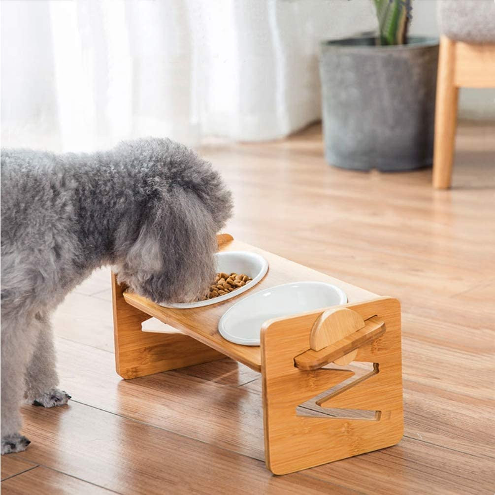 Pet Feeder Bowl (Double - Wood)