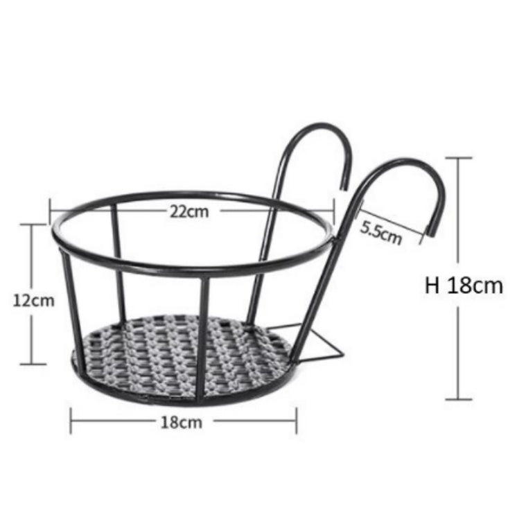 Round Coated Metal Hanging Basket (Black)