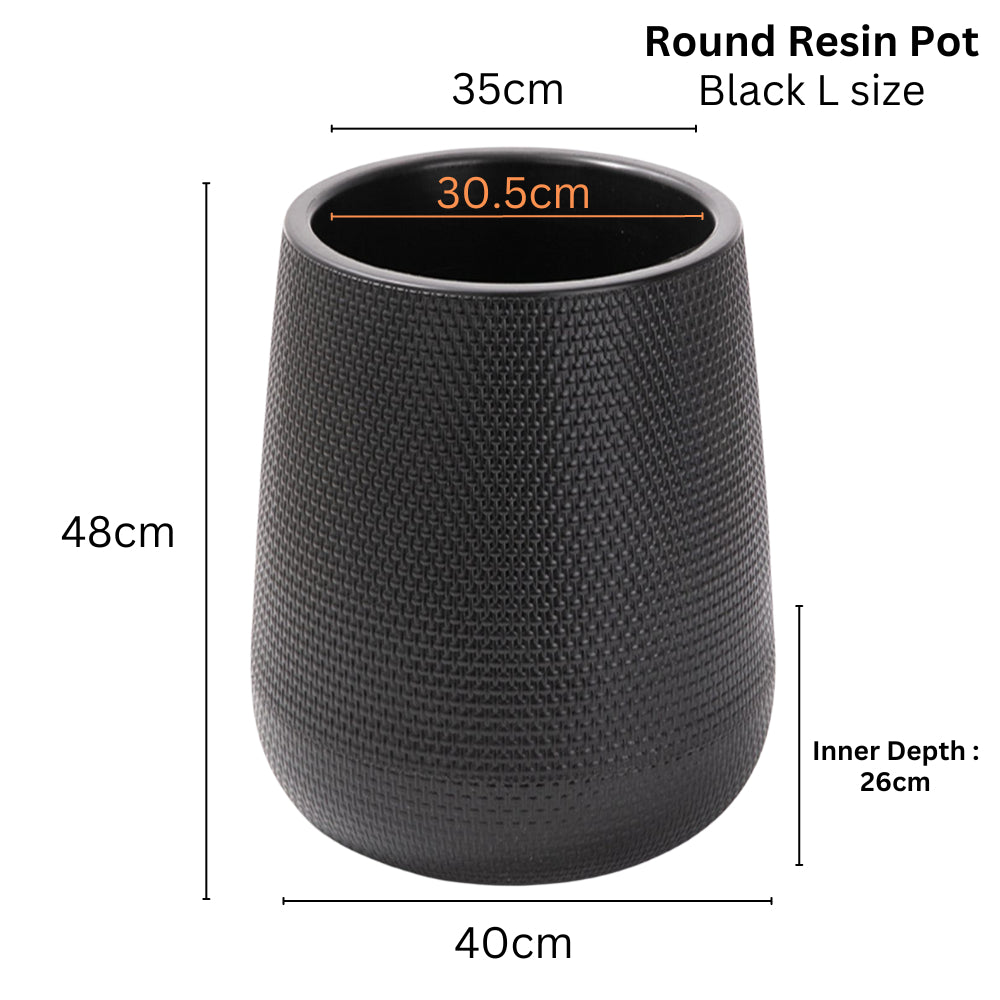 Resin Round Plant Pot (Black)