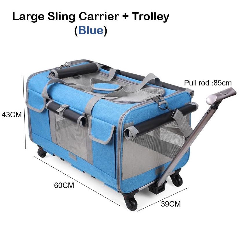 Pet Rolling Carrier Pet Sling and Luggage Trolley Carrier