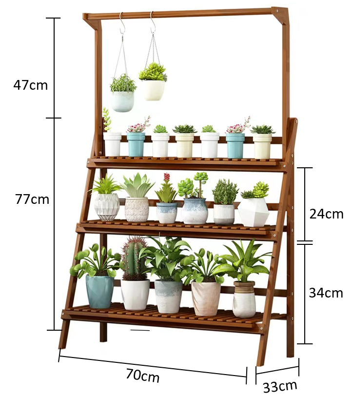 3-Tier Foldable Bamboo Rack Brown