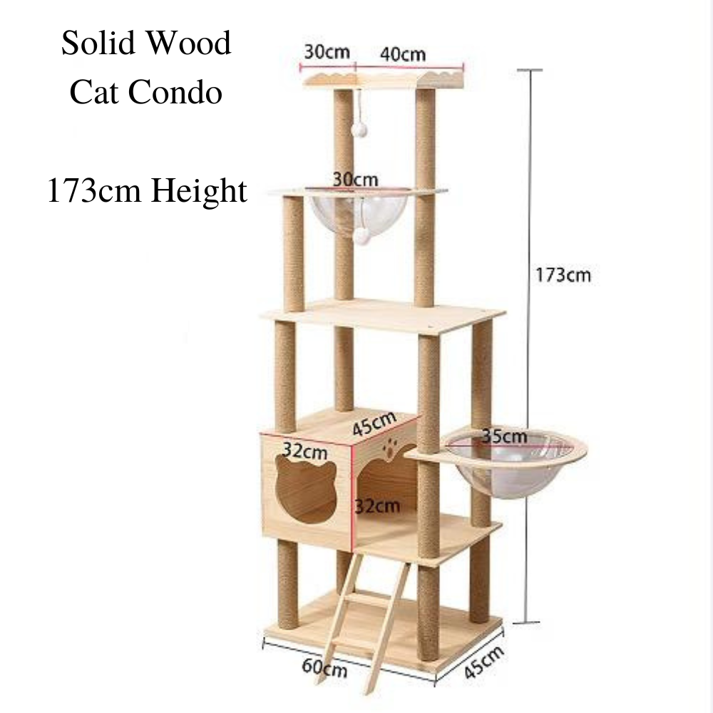 Wood and Sisal Cat Condo (173cm)