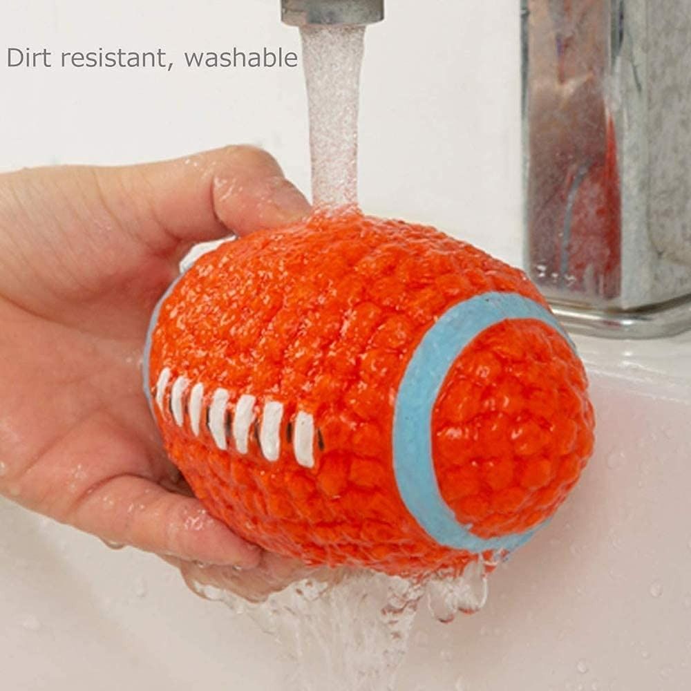 Squeaky Latex Rubber Dog Toy Soft Balls - Rugby Ball