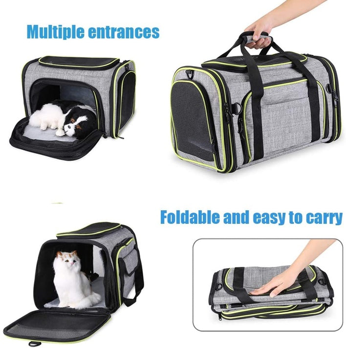 Extendable Mesh Shoulder Pet Carrier Bag - Green