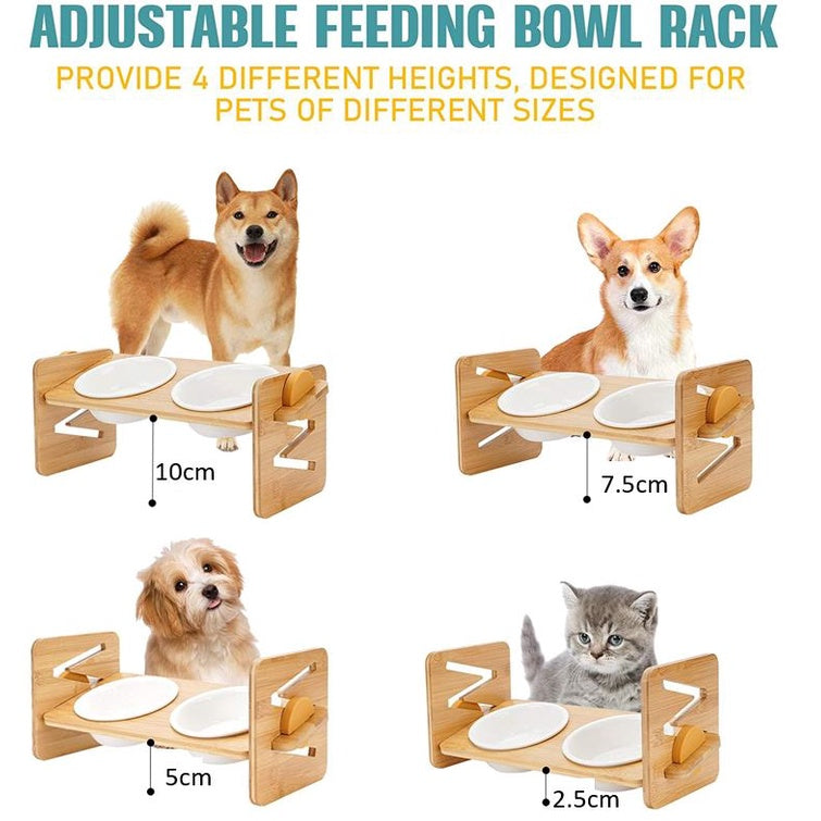 Pet Feeder Bowl (Double - Wood)