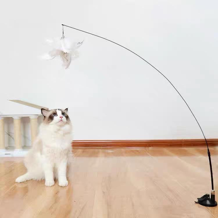 Suction Cup Cat Teaser Toy (White Feather)