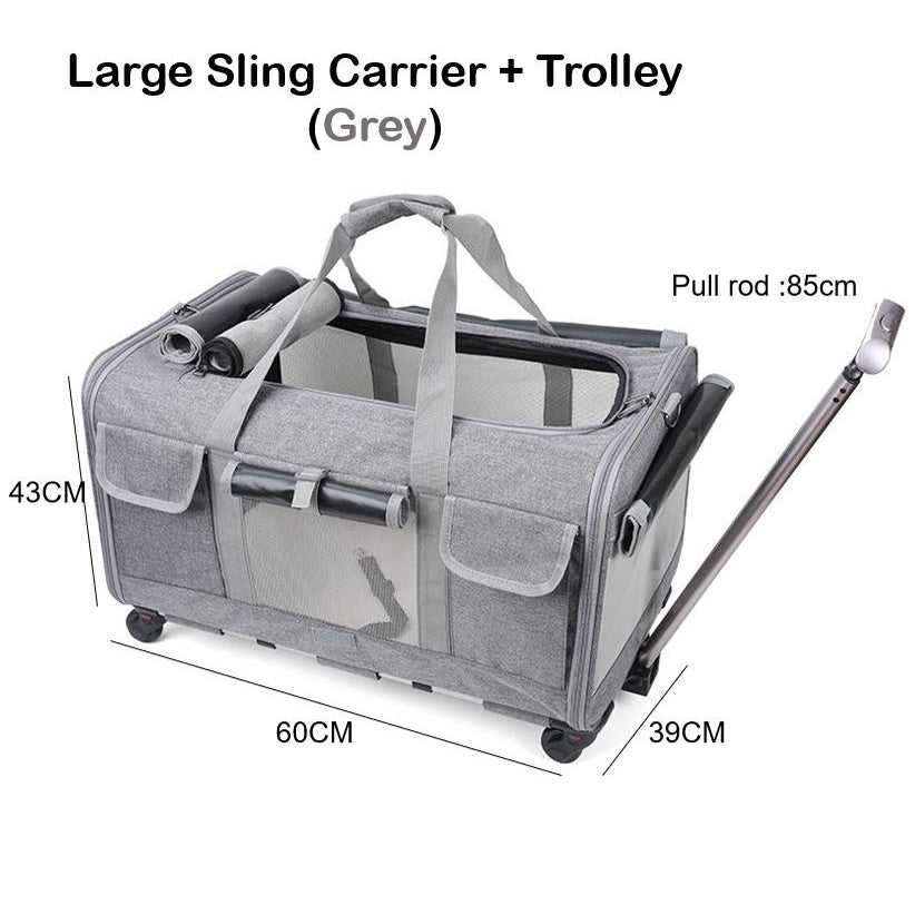 Pet Rolling Carrier Pet Sling and Luggage Trolley Carrier