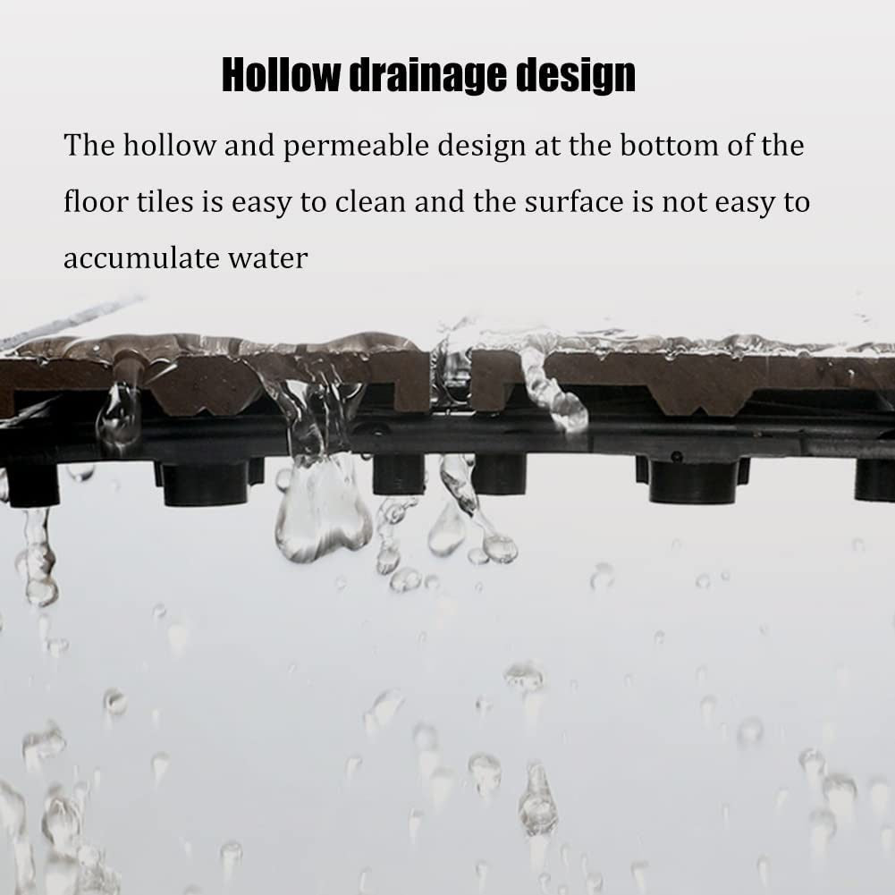 Wooden Plastic Interlocking Decking Tiles (Design 1 Coffee)