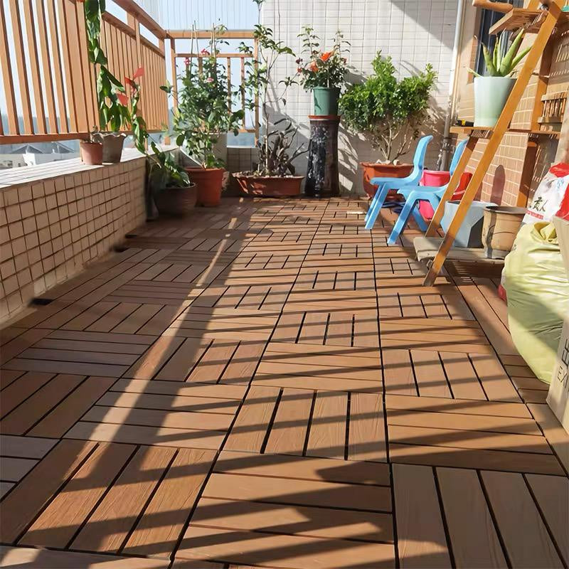 Wooden Plastic Interlocking Decking Tiles (Design 3 Coffee)