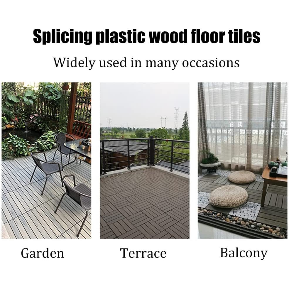 Wooden Plastic Interlocking Decking Tiles (Design 3 Coffee)