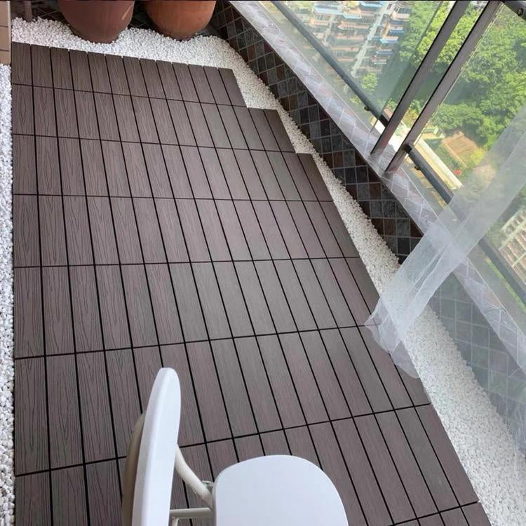 Wooden Plastic Interlocking Decking Tiles (Design 1 Coffee)
