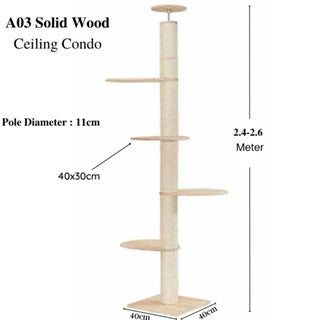 Wooden Ceiling Cat Condo - White (240cm - 260cm Heights)