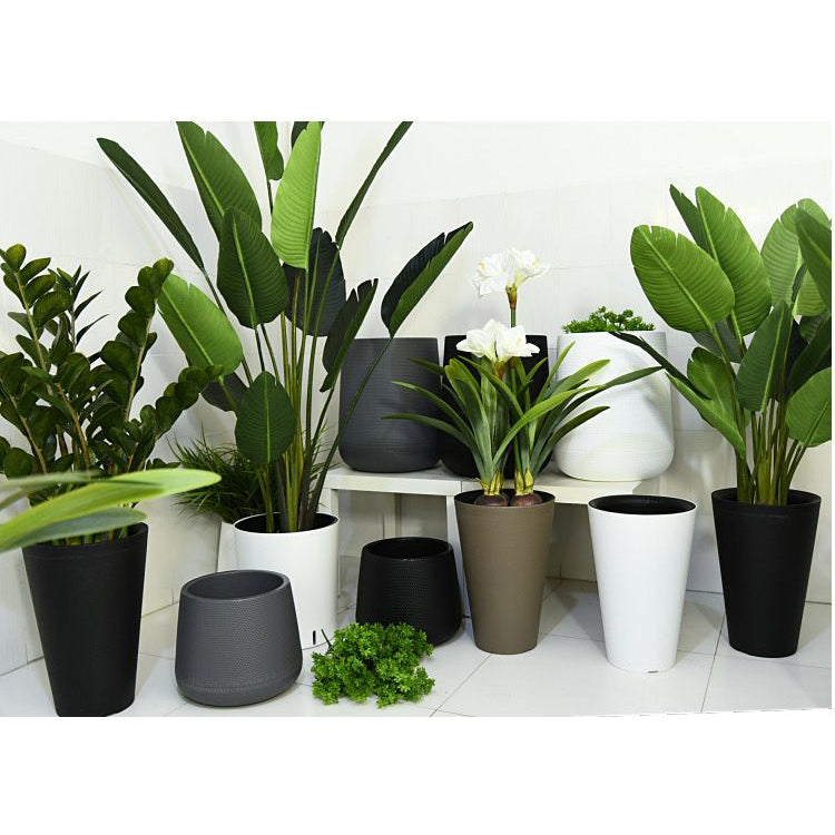 Resin Round Plant Pot (Black)